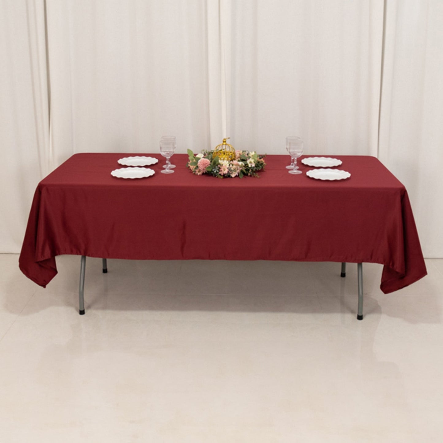 Lamour Satin 60"x102" Rectangle Tablecloth Burgundy - Durable & Silky Soft Feel Table Cover