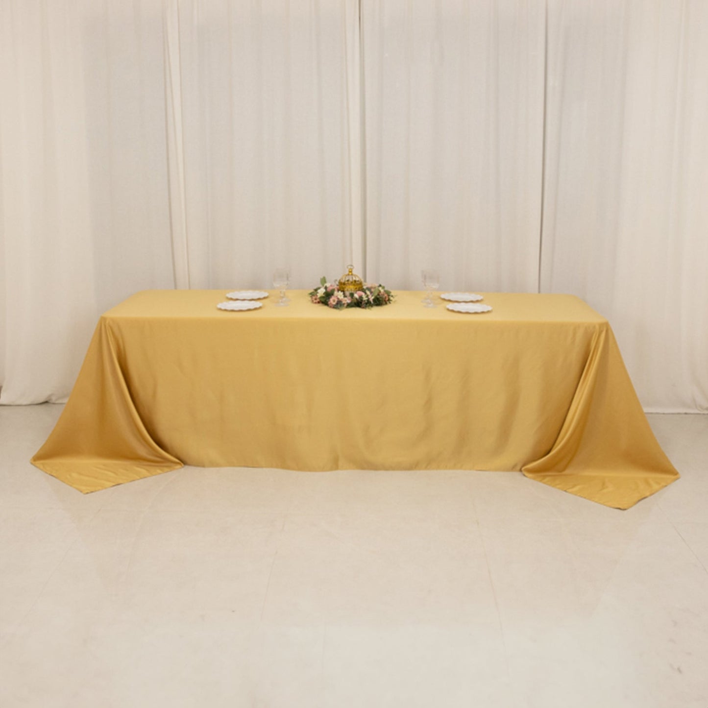 Lamour Satin 90"x156" Rectangle Tablecloth Champagne - Luxurious, Soft Seamless Table Cover