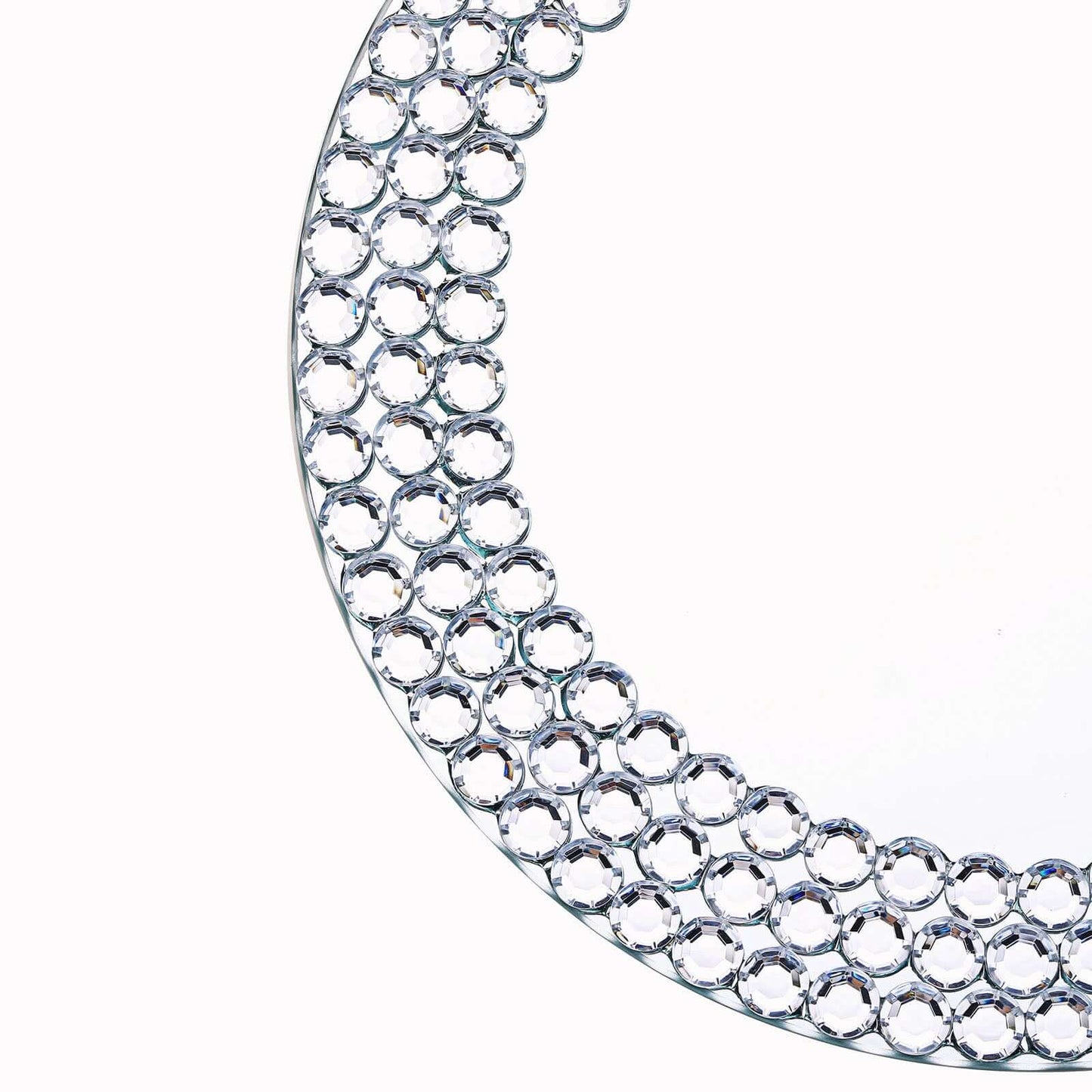 2-Pack Mirror Glass Round Charger Plates 13" with Silver Mirror Diamond Beaded Rim, Upscale Decorative Chargers