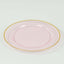 10-Pack Economy Plastic Round Charger Plates 12" in Transparent Blush with Wide Gold Rim, Decorative Dinner Party Serving Plates