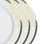 10-Pack Plastic 10" Round Dinner Plates in White with Hunter Emerald Green Rim for Events