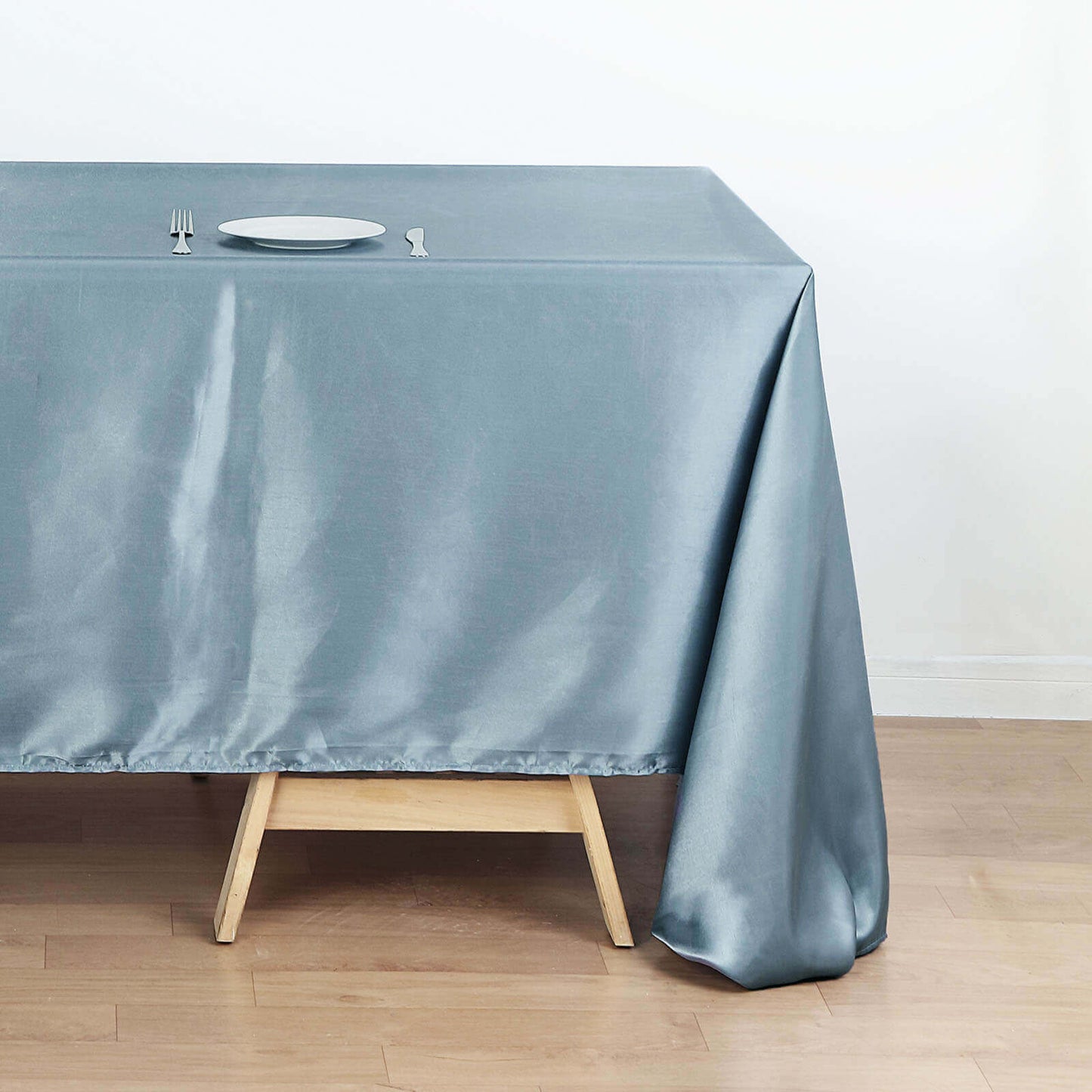 Satin Rectangular 60"x126" Tablecloth Dusty Blue - Smooth and Lustrous Table Cover