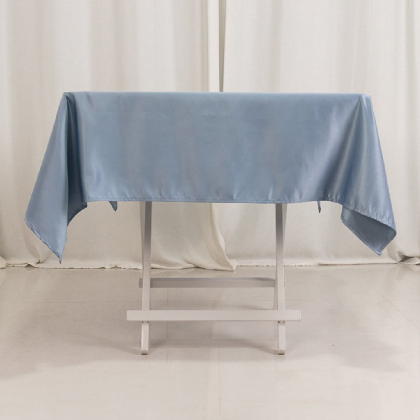 Lamour Satin 54"x54" Square Tablecloth Dusty Blue - Durable & Silk-Like Table Cover