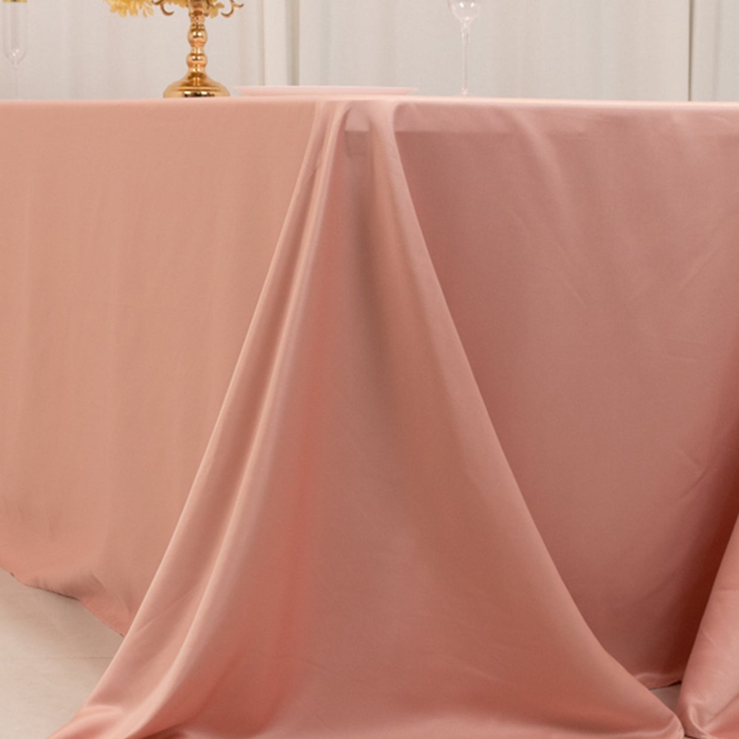 Lamour Satin 90"x156" Rectangle Tablecloth Dusty Rose - Luxurious, Soft Seamless Table Cover