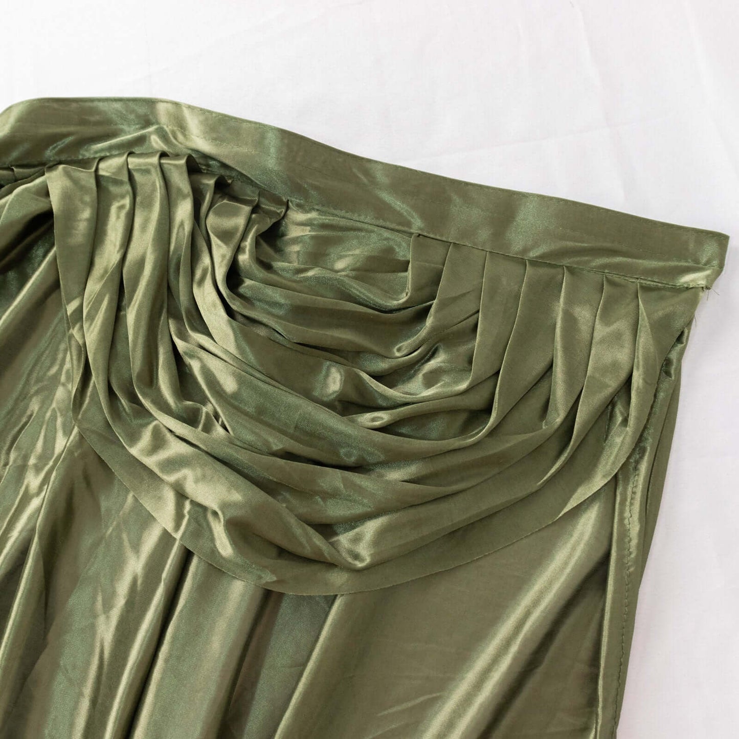Satin 14ft Table Skirt Dusty Sage Green - Pleated Double Drape Table Cover