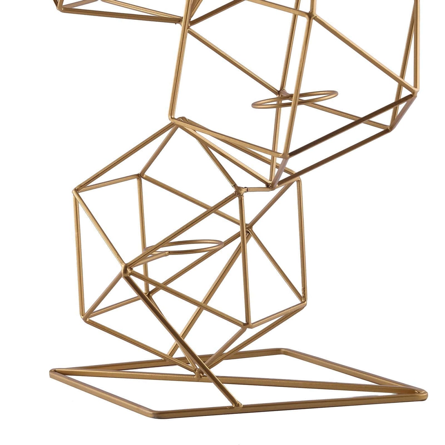 Tealight Candle Holder Metal Linked Geometric Design Gold with Votive Glass Holders - Sophisticated Decor for Tables & Gatherings 25"