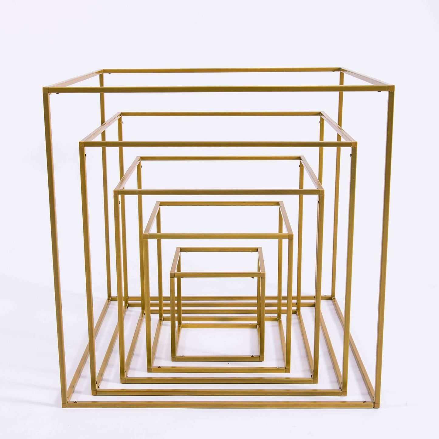 2-Pack Metal Flower Stands Gold Geometric Wedding Centerpieces Square Frame - Durable Display 12"