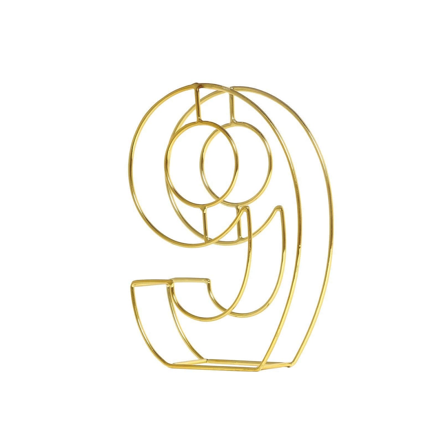8" Tall Gold Freestanding 3D Decorative Metal Wire Numbers, Wedding Table Numbers -9