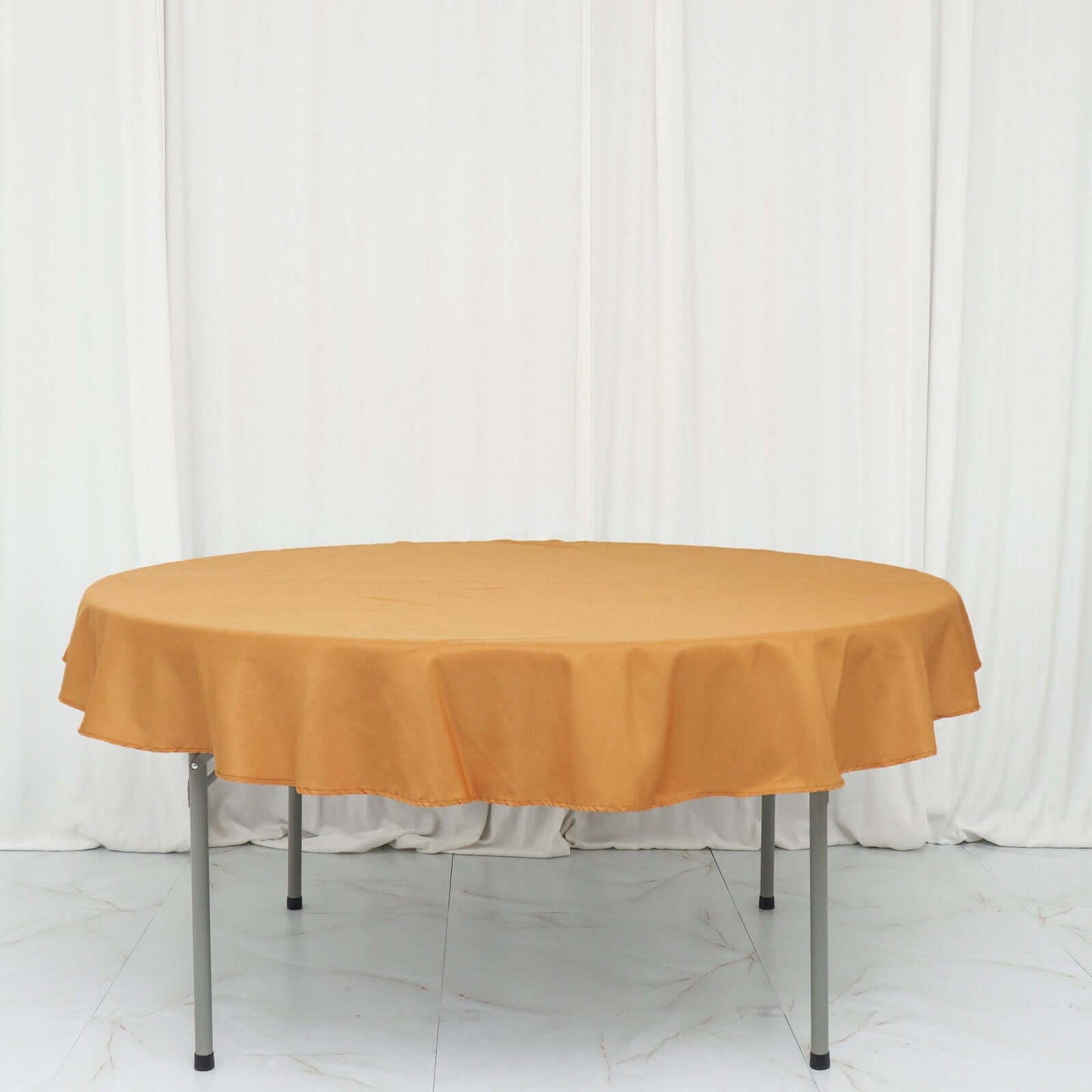 Polyester 70" Round Tablecloth Gold - Durable & Wrinkle-Resistant Table Cover for Everyday Use