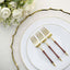 24-Pack Plastic Dessert Forks with Roman Column Handle Gold/Brown - European Style Disposable Utensils 6"