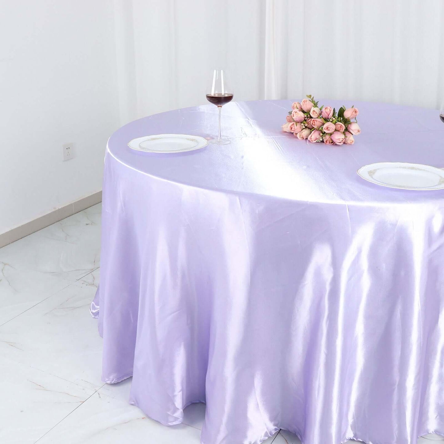 Satin 120" Round Tablecloth Lavender Lilac - Stylish Seamless Table Cover