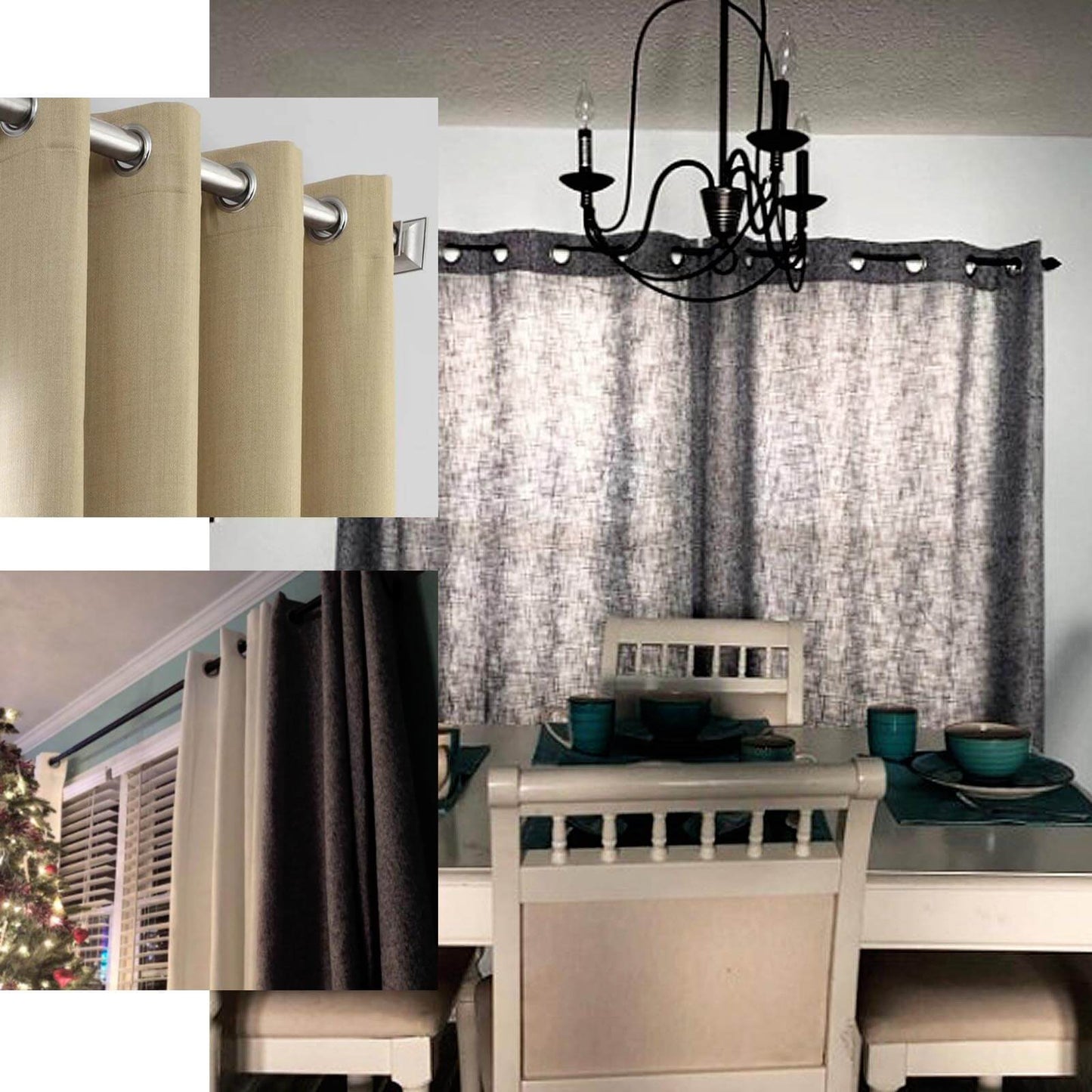 2 Pack Handmade Silver Faux Linen Curtains 52"x64", Curtain Panels With Chrome Grommets