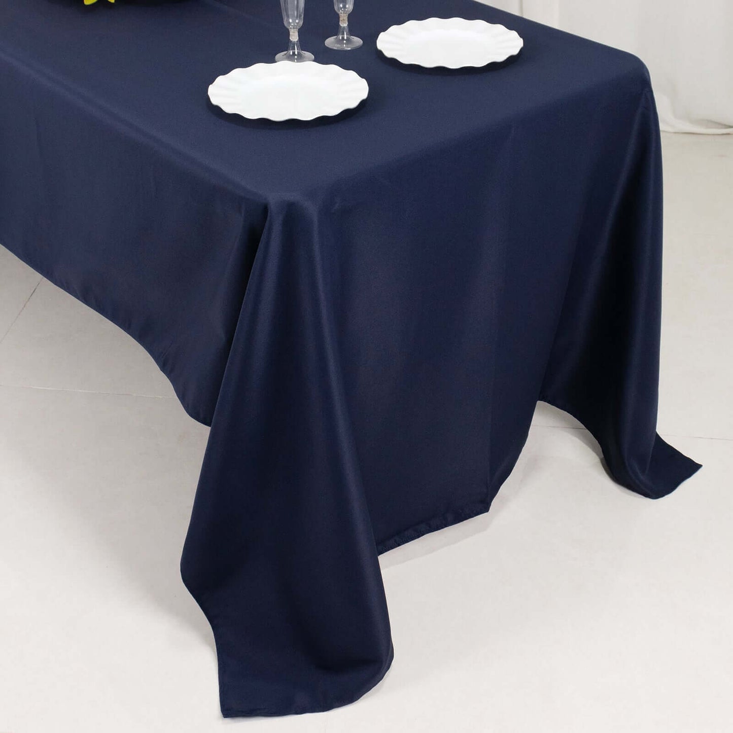 Premium Polyester 60"x126" Rectangle Tablecloth Navy Blue - Stain-Resistant 220GSM Finish Table Cover