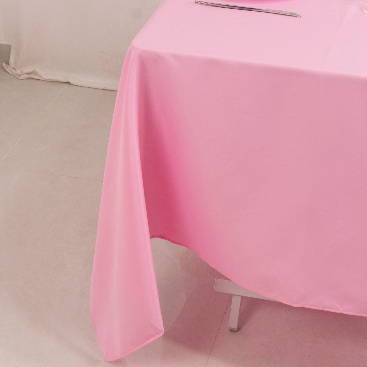 Premium Polyester Square Tablecloth 70"x70" Pink 220GSM Wrinkle-Resistant Table Cover