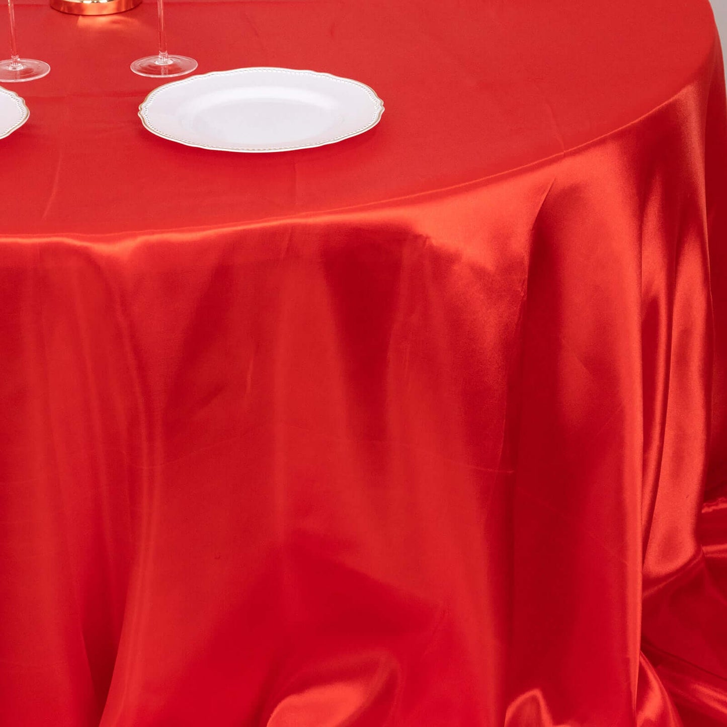 Satin 132" Round Tablecloth Red - Stylish Seamless Table Cover