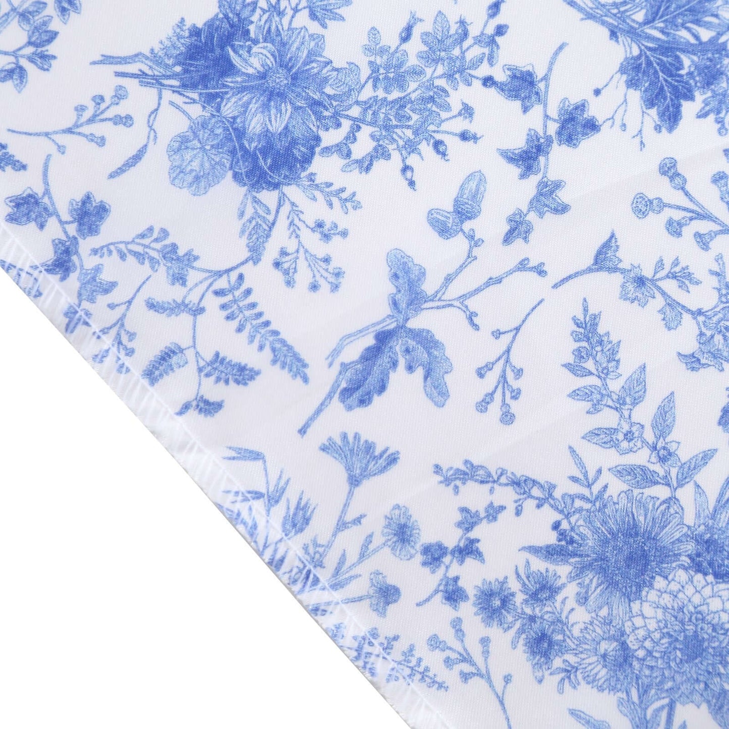 Satin Chair Slipcover French Toile Floral Print for Chiavari Chairs White/Blue - Stylish Wedding Chair Back Cover