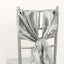 5 Pack Chiffon Satin Chair Sashes Silver - Easy to Install Ruffled Curly Willow