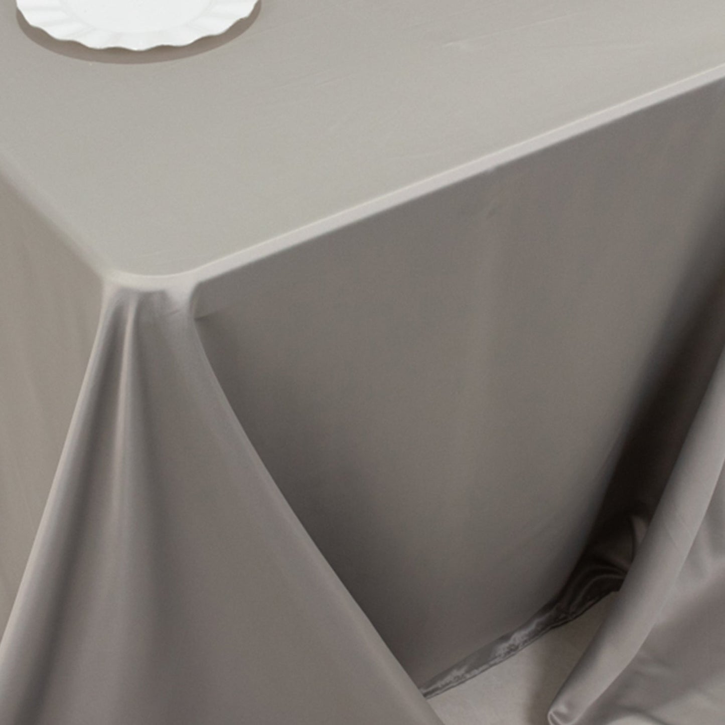 Lamour Satin 90"x132" Rectangle Tablecloth Silver - Soft & Silk-Like Seamless Table Cover