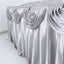 Satin 14ft Table Skirt Silver - Pleated Double Drape Table Cover