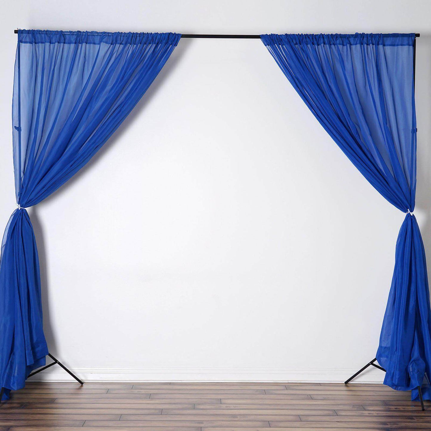 2 Pack Royal Blue Sheer Chiffon Event Curtain Drapes, Durable Flame Resistant Organza Backdrop Event Panels With Rod Pockets - 10ftx10ft