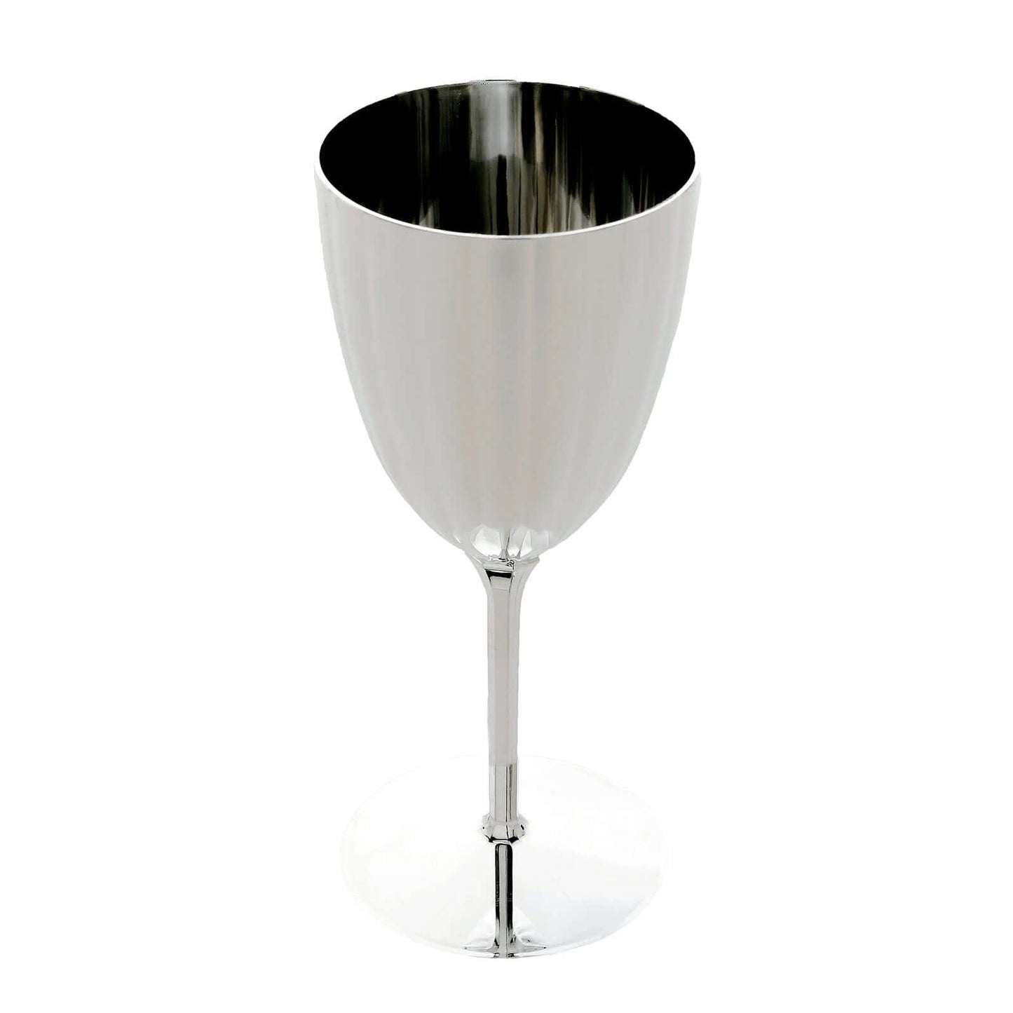 6-Pack Plastic Wine Glasses in Metallic Silver - Classy Disposable Goblets for Parties, Receptions & Banquets 8oz