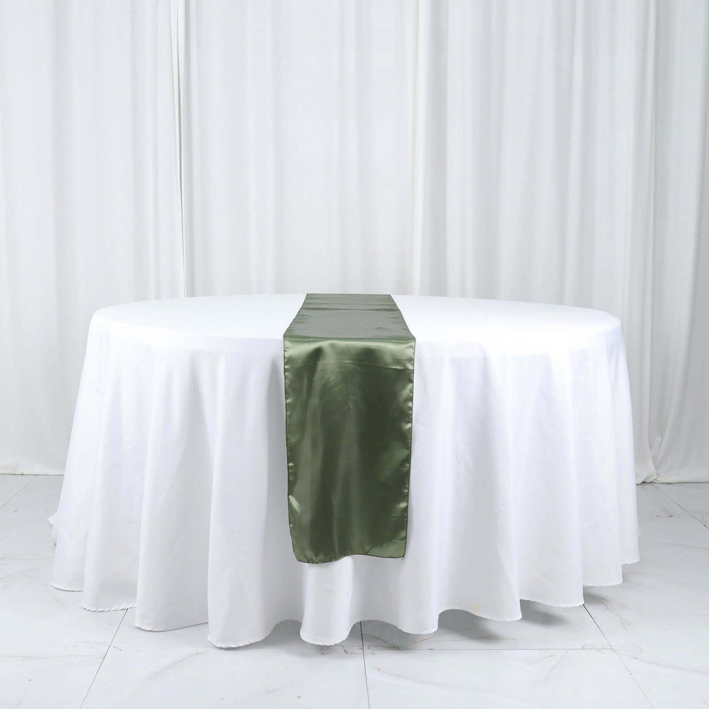 Satin 12"x108" Table Runner Dusty Sage Green - Stylish Table Linen