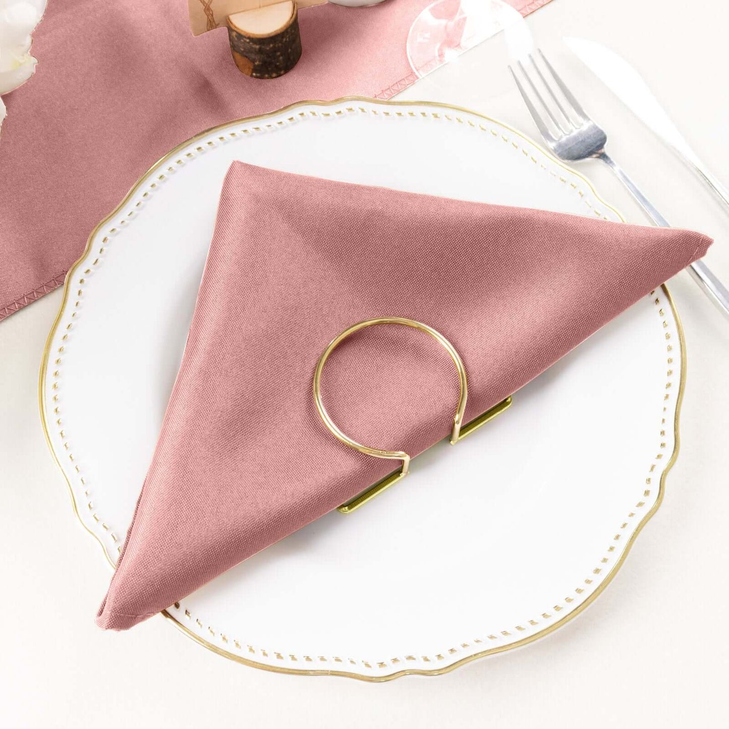 5 Pack Polyester 20"x20" Napkins Dusty Rose - Wrinkle Resistant & Easy Care Cloth Napkins