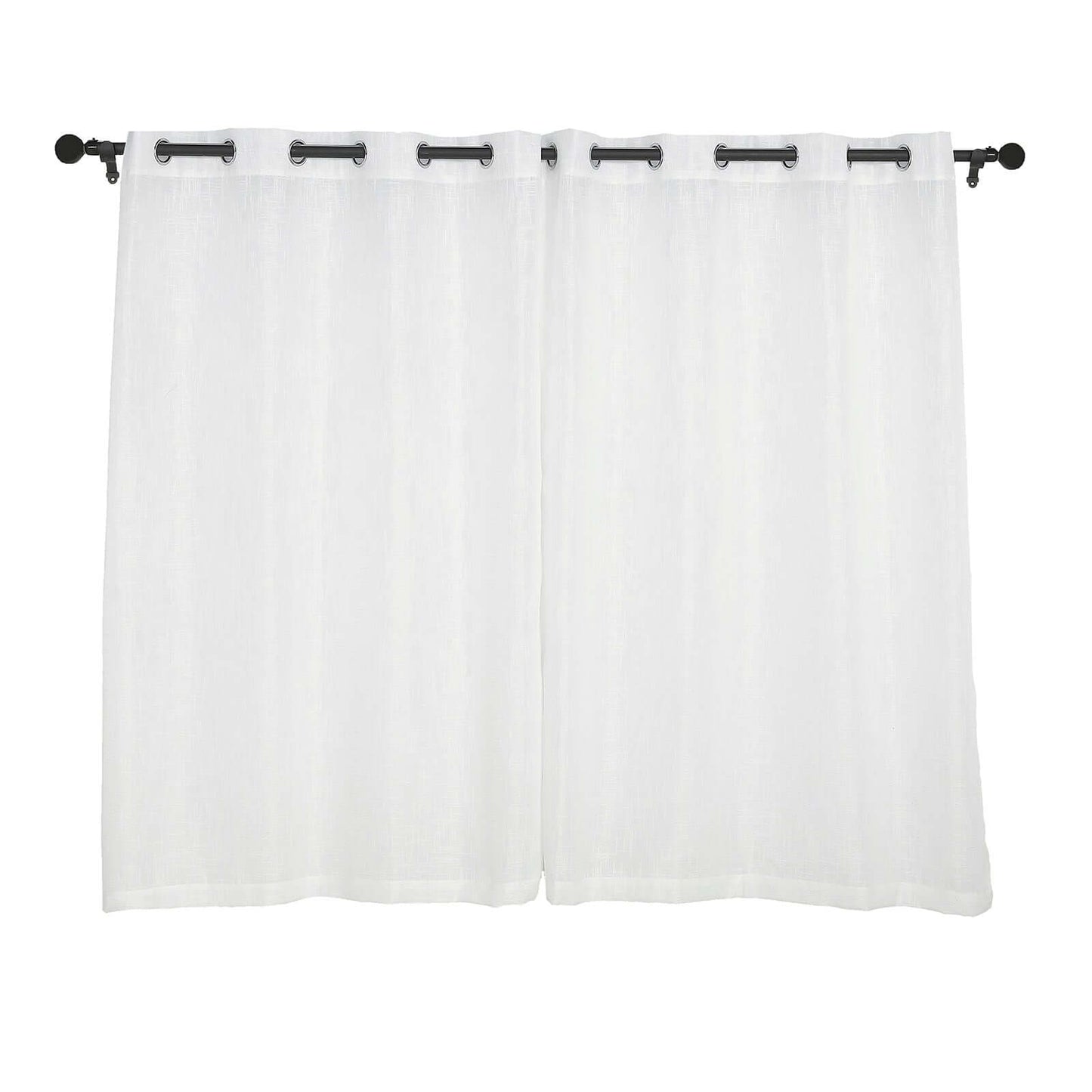 2 Pack Handmade White Faux Linen Curtains 52"x64", Curtain Panels With Chrome Grommets