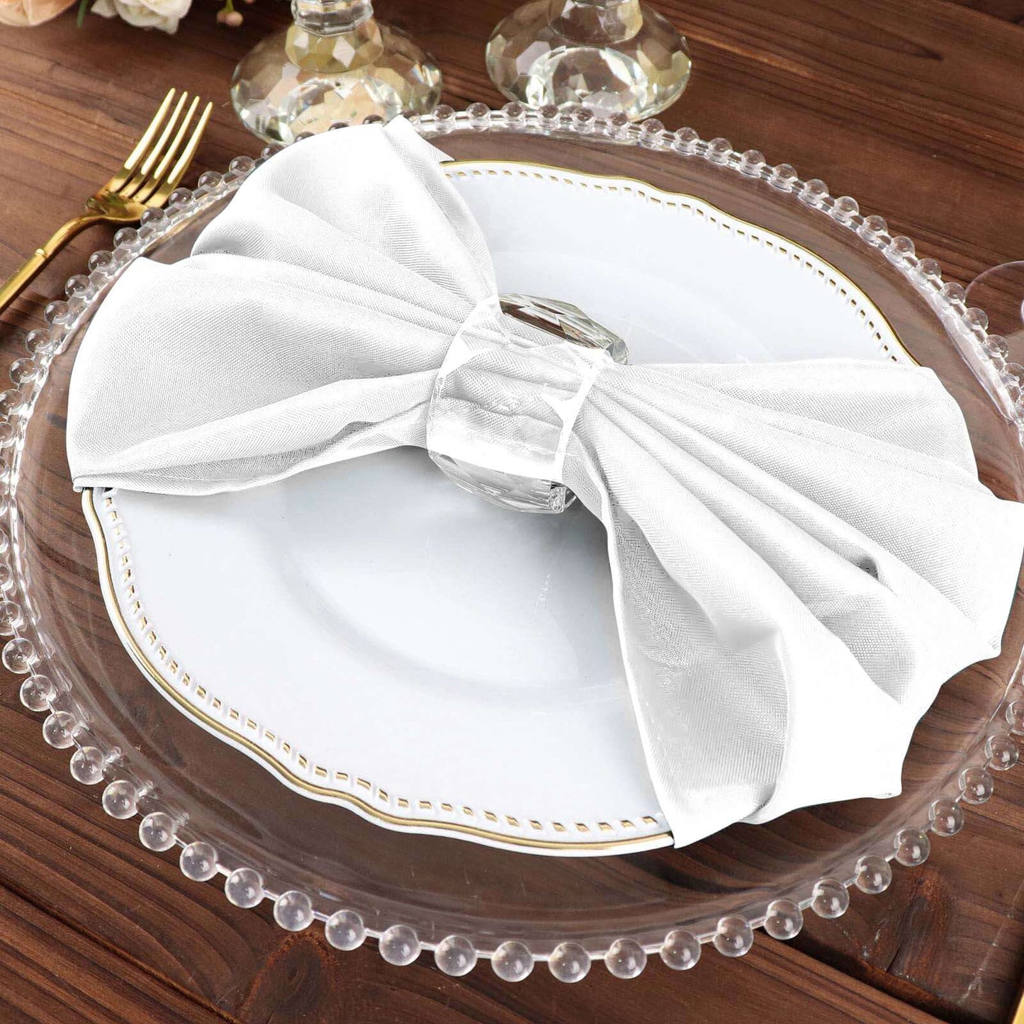 5 Pack Polyester 20"x20" Napkins White - Wrinkle Resistant & Easy Care Cloth Napkins for Special Occasions