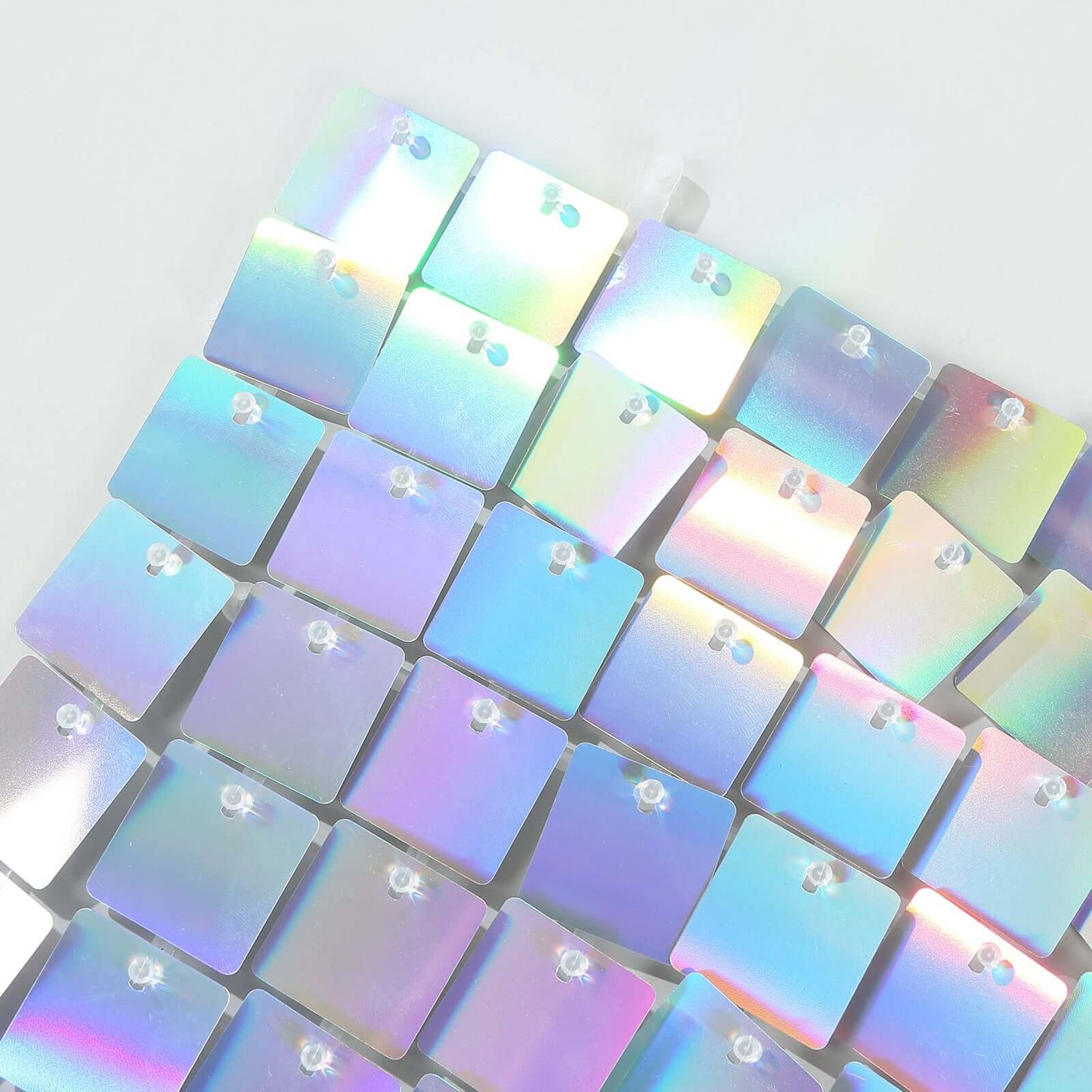 Disco Theme Iridescent Blue Square Sequin Shimmer Wall Party Photo Backdrop, 24sq.ft Active Spangle Wall Art DÃ©cor Panels - 24 Panels