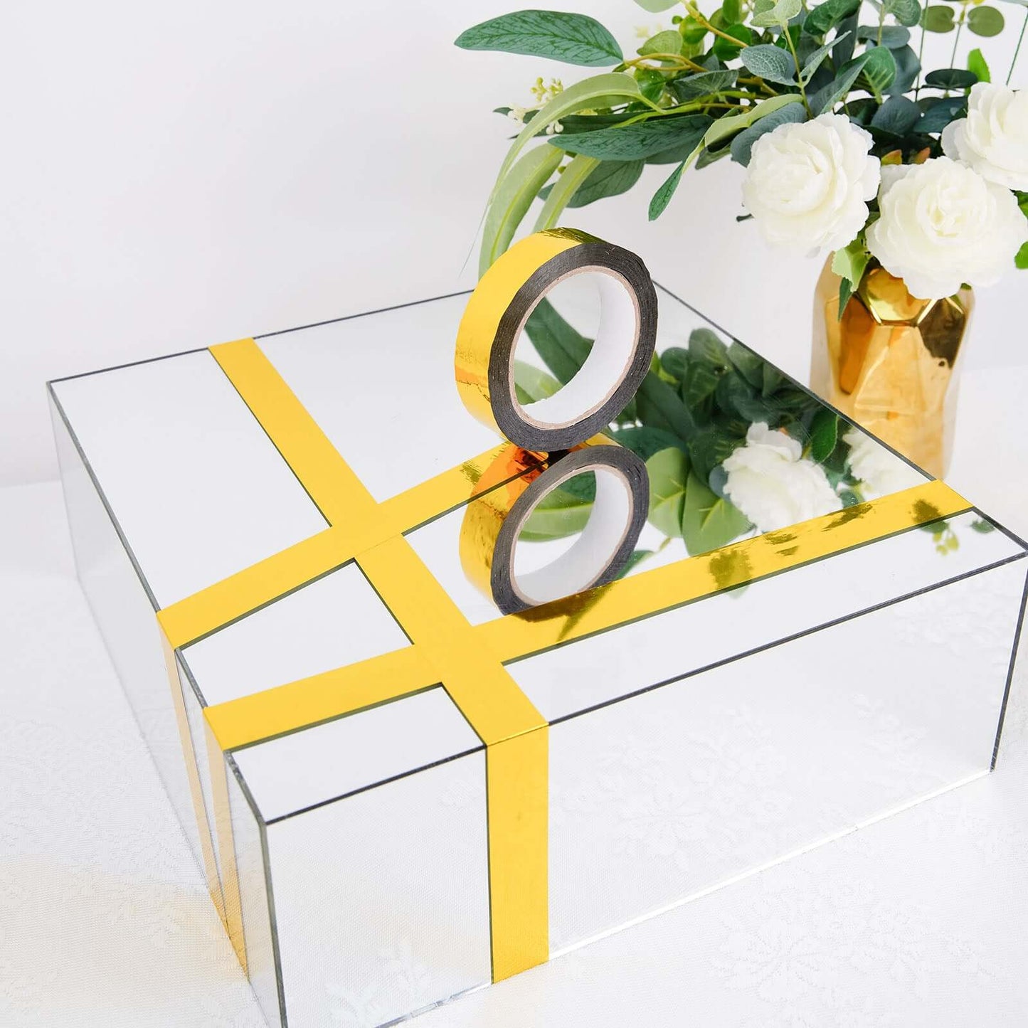 100 Yds 1" Gold Metallic Mylar Film Tape with Acrylic Adhesive, DIY Shelf Craft Tape