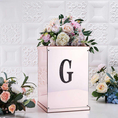 Decorative Rhinestone Alphabet "G" Letter Stickers, Glitter Adhesive Craft Letters Black DIY Sparkle Embellishments 6"