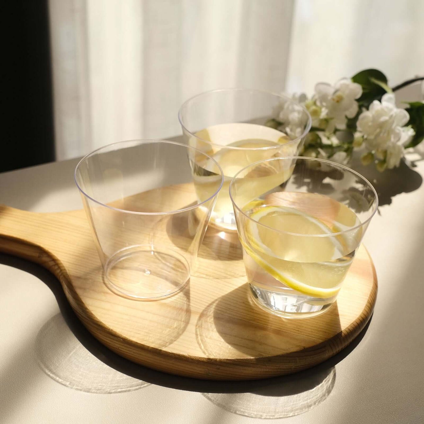 25-Pack Plastic Party Cups Clear Crystal - Stylish Short Disposable Glasses 9oz