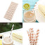 25-Pack Paper Straws White/Rose Gold Striped - Stylish Disposable Straws for Drinks 8"