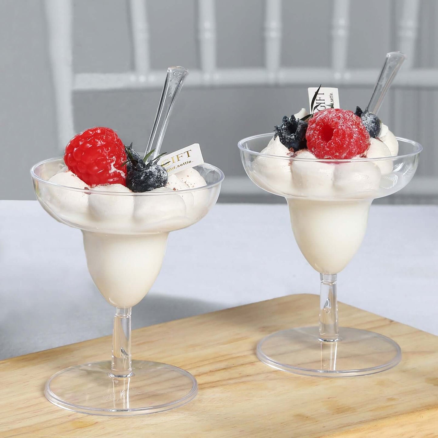 24-Pack Plastic Margarita Glasses Mini Clear with Spoons - Great for Appetizers 2oz