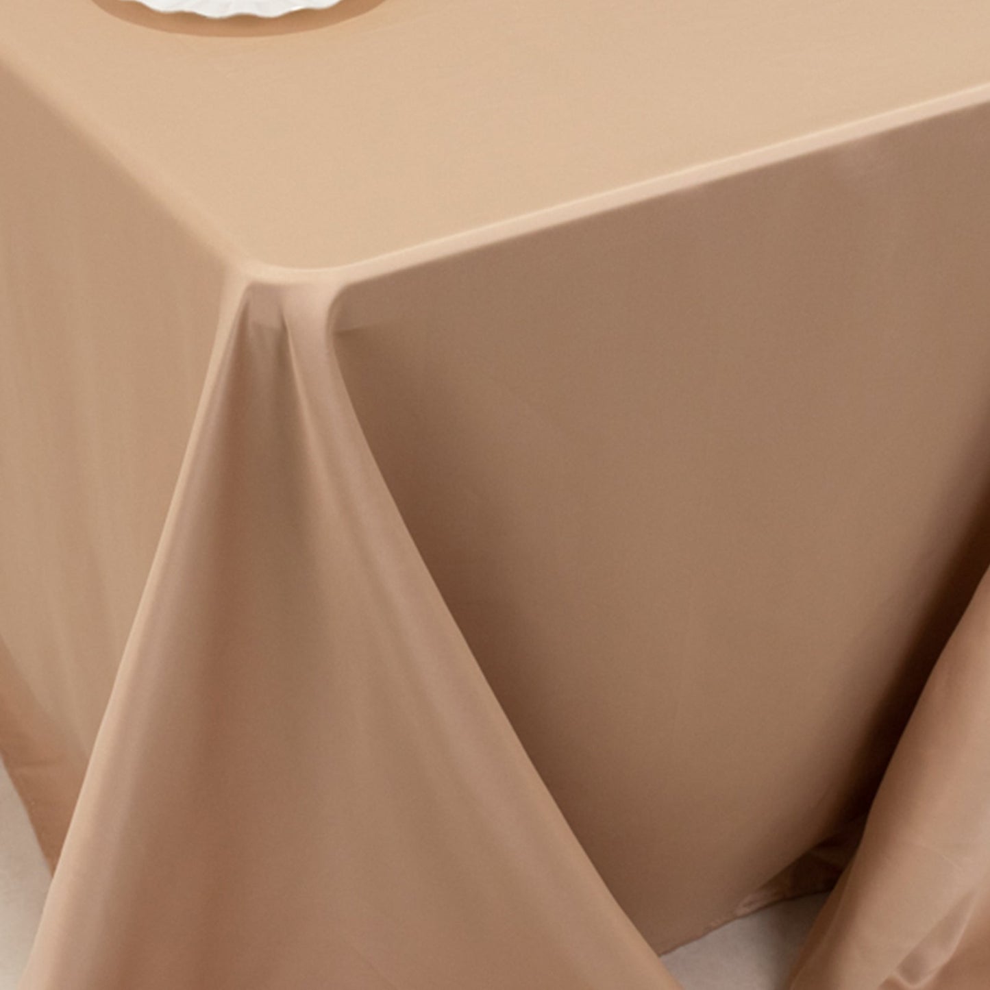 Lamour Satin 90"x132" Rectangle Tablecloth Nude - Soft & Silk-Like Seamless Table Cover