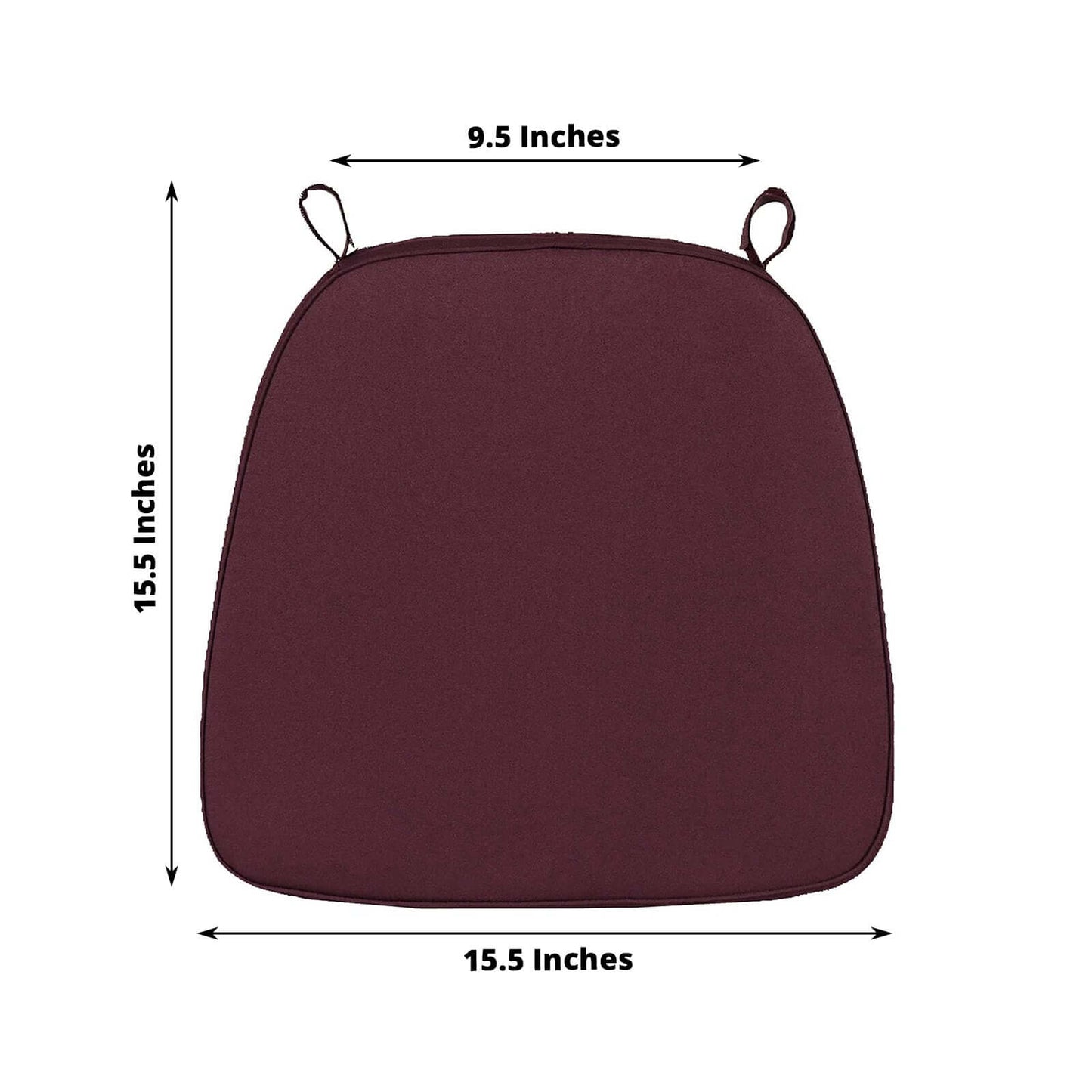 Chiavari Chair Cushion with 1.5" Thick Memory Foam and Ties Burgundy - Stylish Removable Cover for Comfort