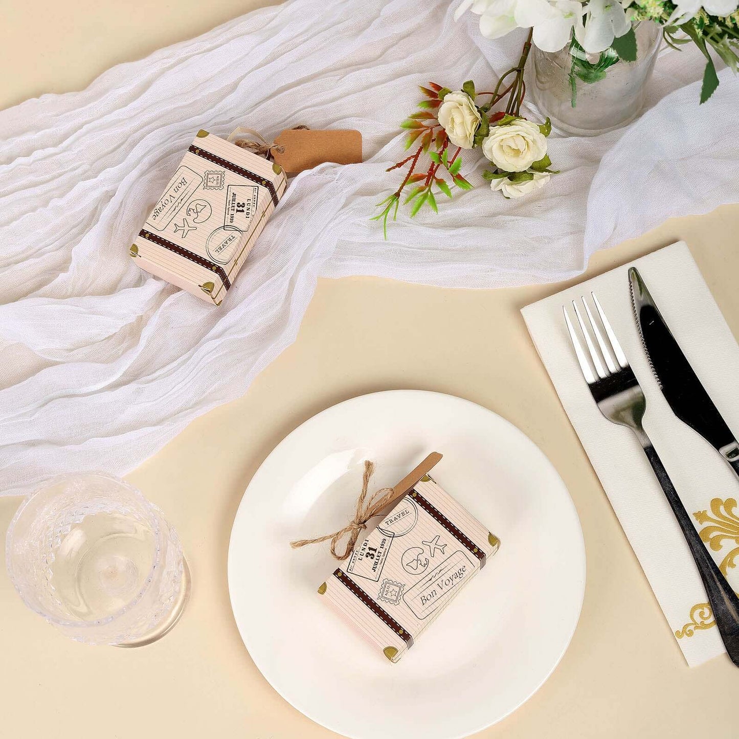 24 Pack Vintage Airplane Suitcase Wedding Party Favor Candy Gift Box