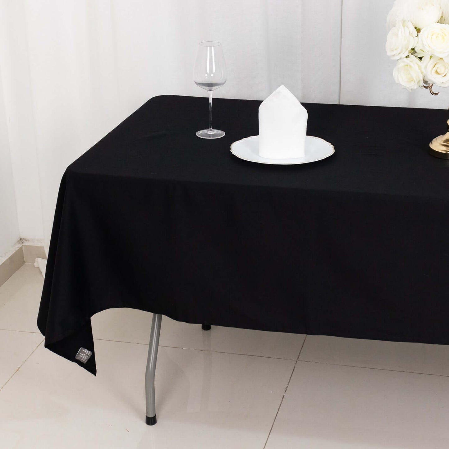 100% Cotton 60"x102" Rectangle Tablecloth Black Linen - Soft & Breathable Table Cover