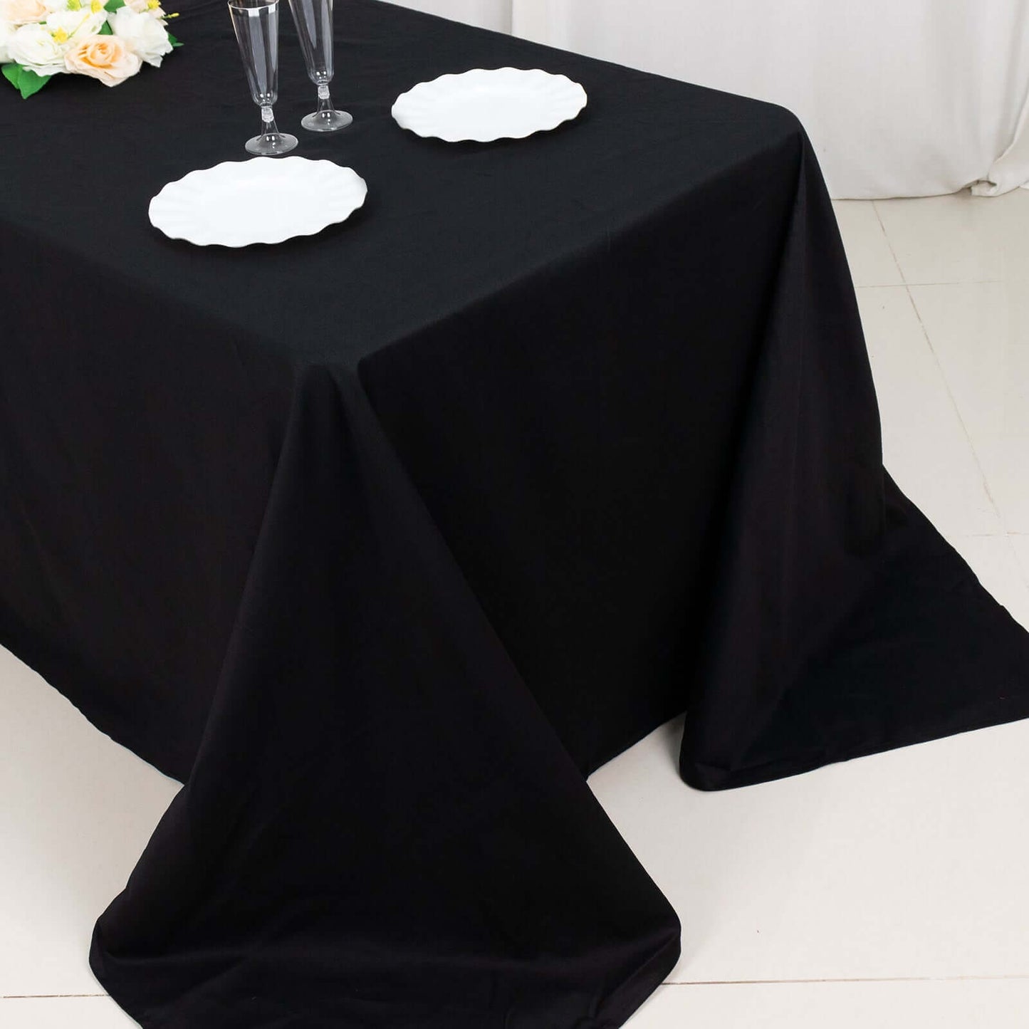 100% Cotton 90"x132" Rectangle Tablecloth Black Linen - Seamless, Soft & Breathable Table Cover