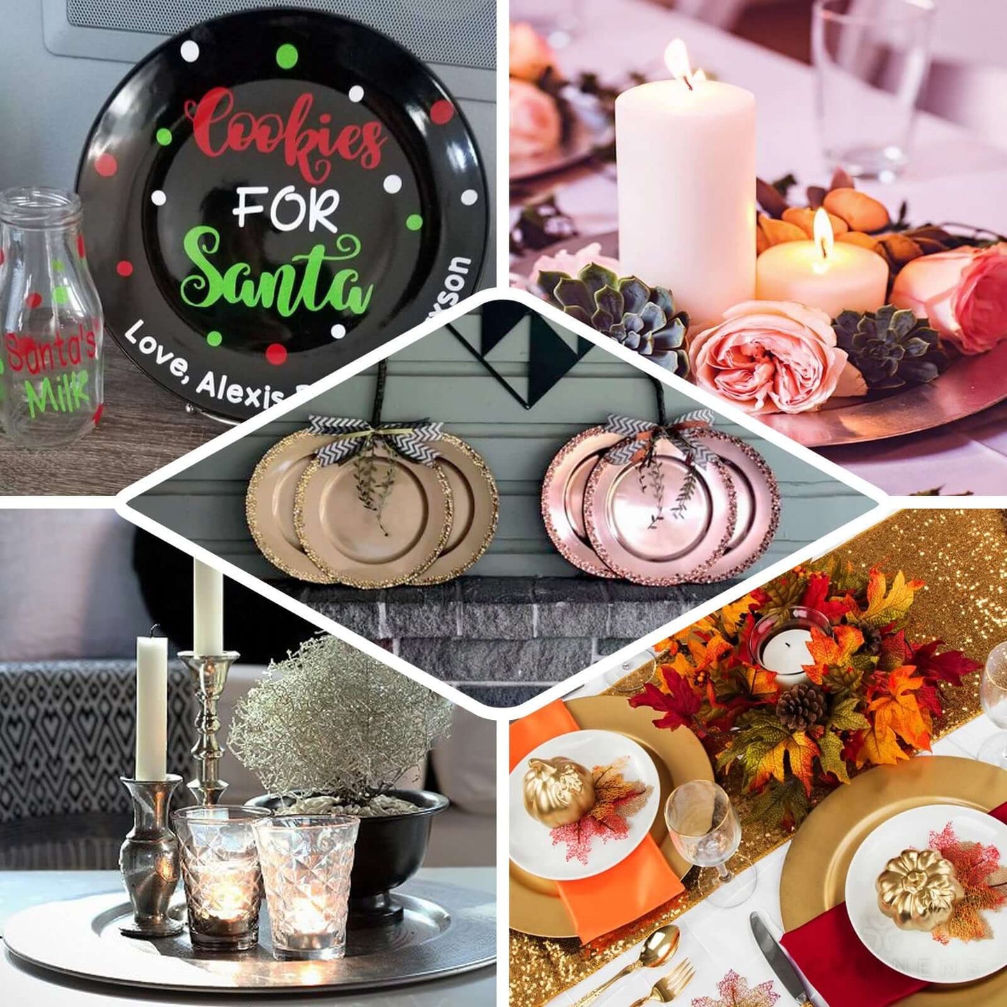 6-Pack Acrylic Round Charger Plates 13" in Black, Dinner Party Decor Charger Tableware