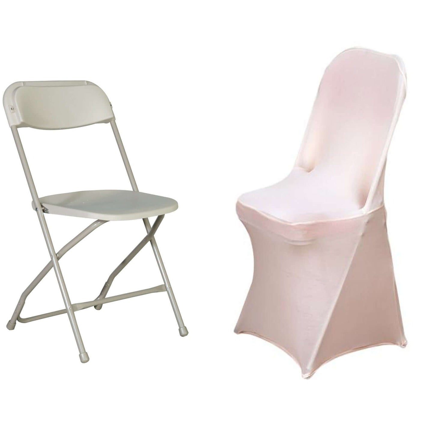 Stretch Spandex Chair Cover Blush for Folding Chairs - Reusable & Wrinkle-Resistant 160GSM Fitted Slipcover
