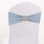 5 Pack Spandex Chair Sashes Dusty Blue with Gold Rhinestone Buckles - Reusable Four-Way Stretch Sash Bands 5"x14"
