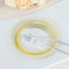 10-Pack Plastic 7" Round Dessert Plates in Clear with Gold Swirl Rim