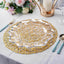 6-Pack Vinyl Placemats Gold Woven Design - Durable Non-Slip Round Table Mats for Dining 15"