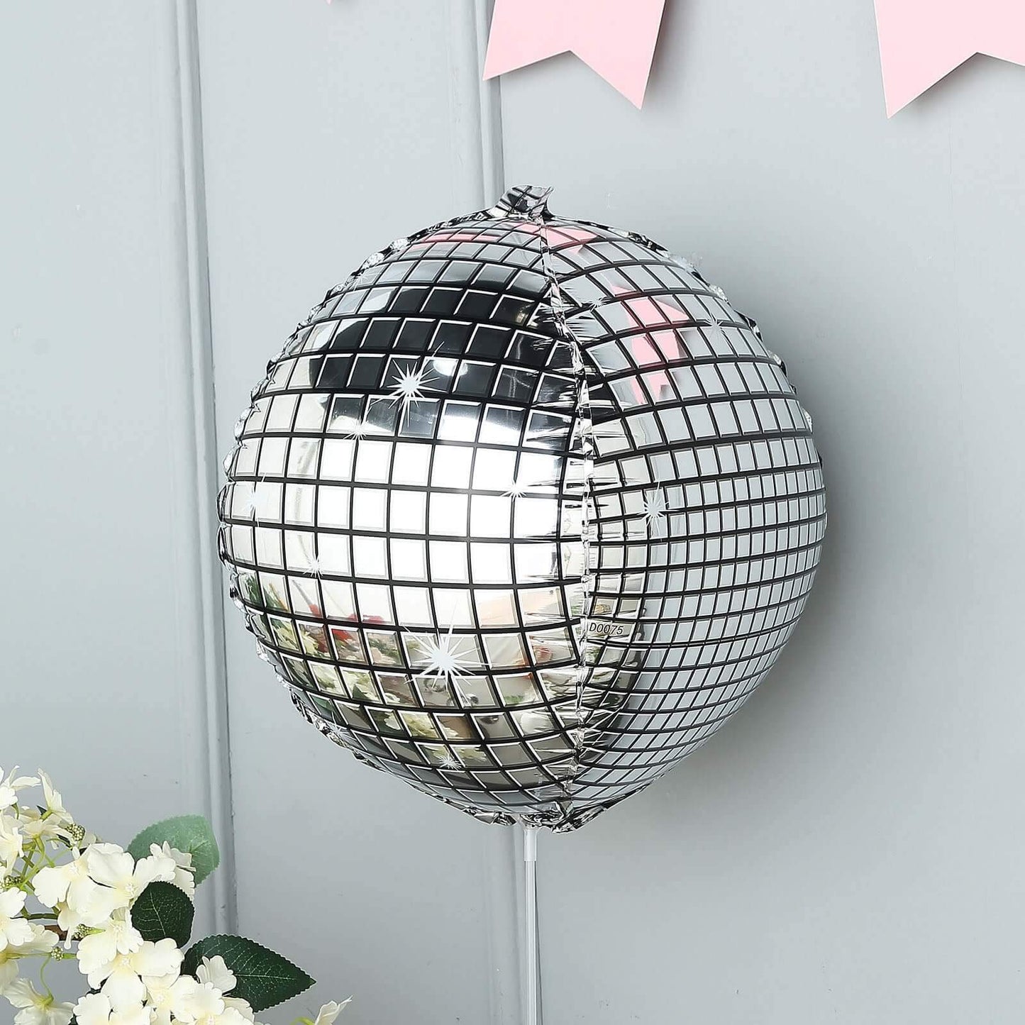 15" Mirrored Silver Disco Ball Mylar Reusable Foil Helium Air Balloon