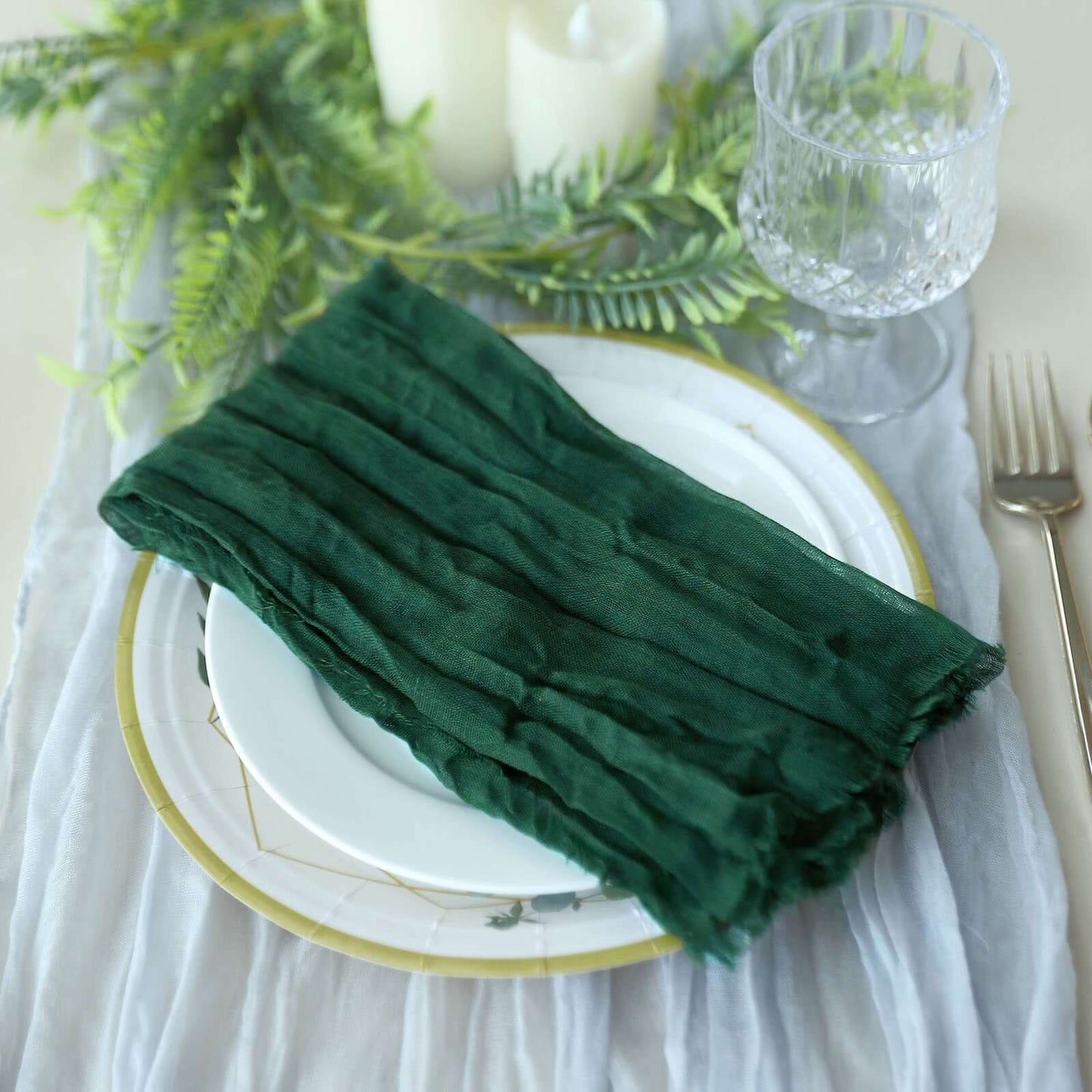 5 Pack Gauze Cheesecloth 24"x19" Napkins Hunter Emerald Green Reusable Dinner Napkins