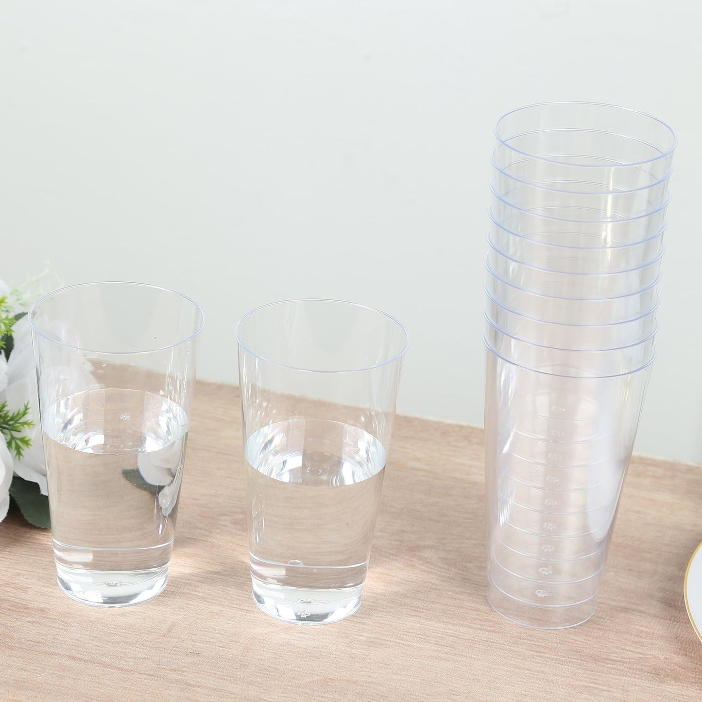 12-Pack Plastic Party Cups Clear - Durable Disposable Tumblers for Drinks 17oz 5.5"