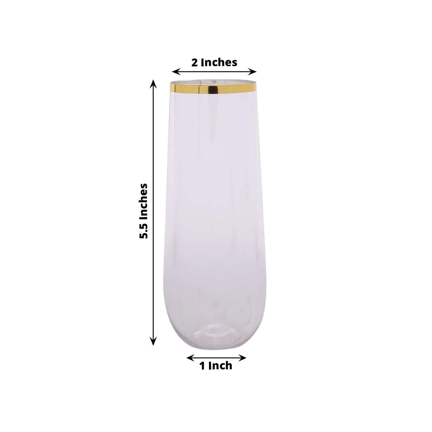 6 Pack Plastic Champagne Glasses in Clear with Gold Rim, Reusable Lightweight Champagne Flutes 9oz