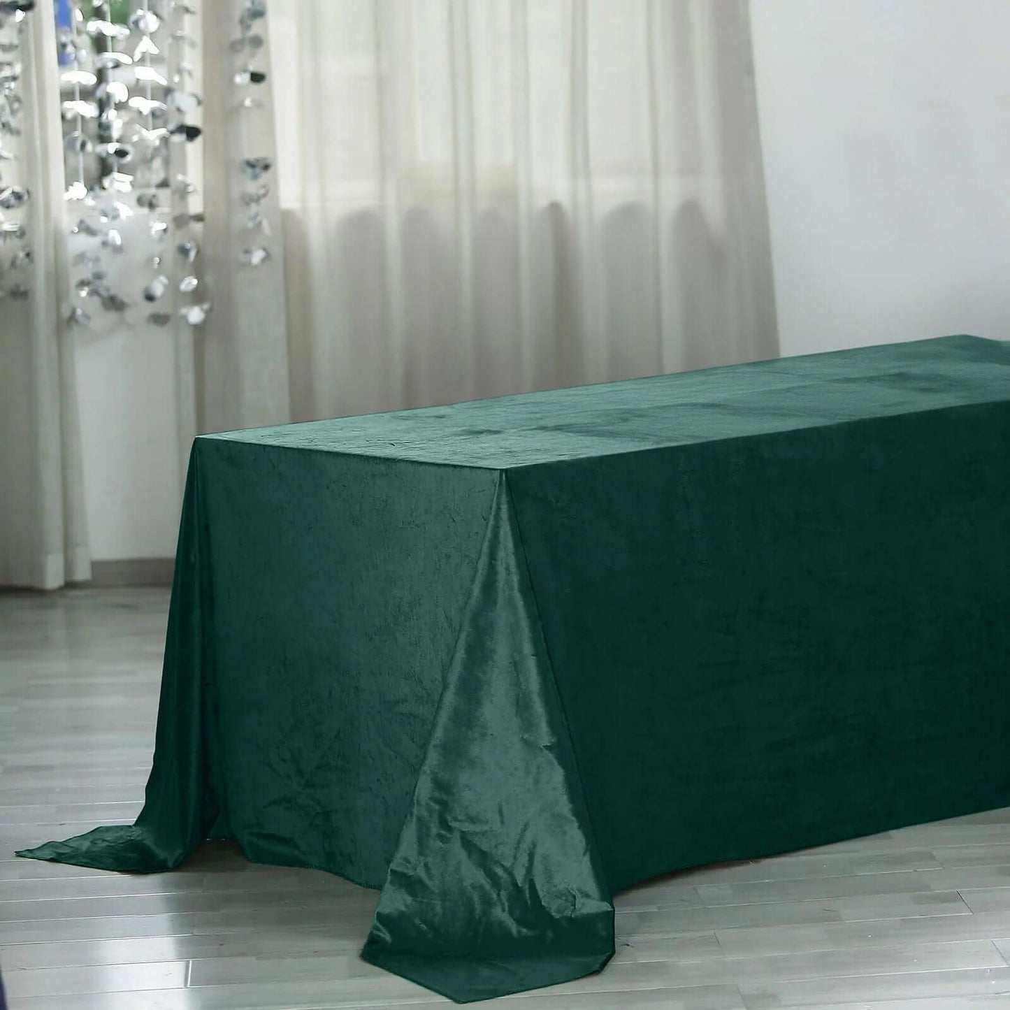 Premium Velvet 90"x156" Rectangle Tablecloth Hunter Emerald Green - Reusable Soft & Seamless Table Cover